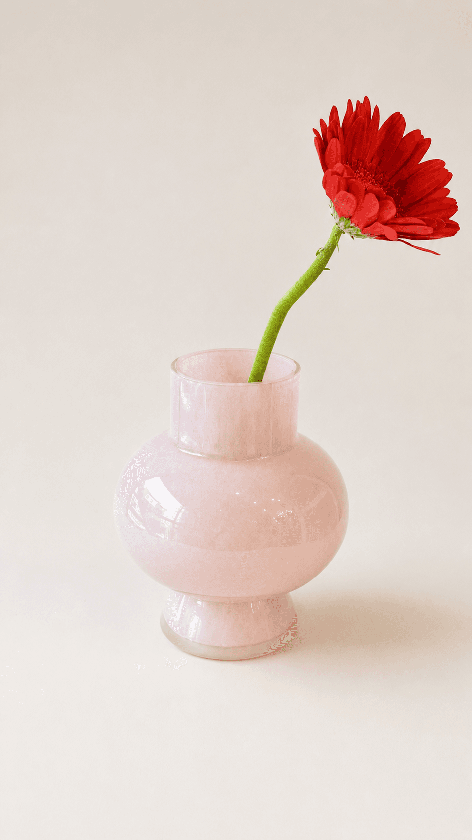 Rosy Orb Glass Vase