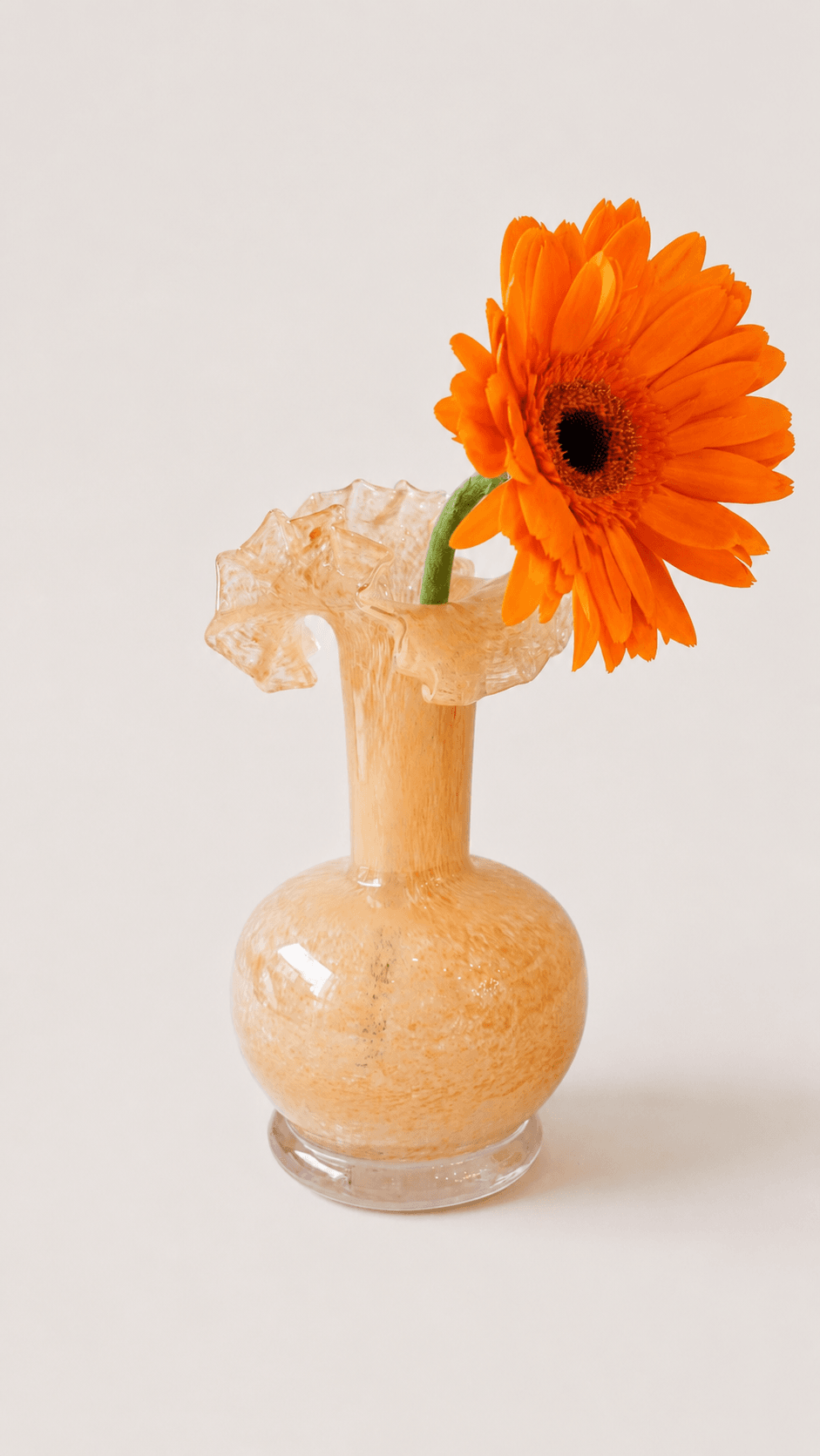 Apricot Frill Glass Vase
